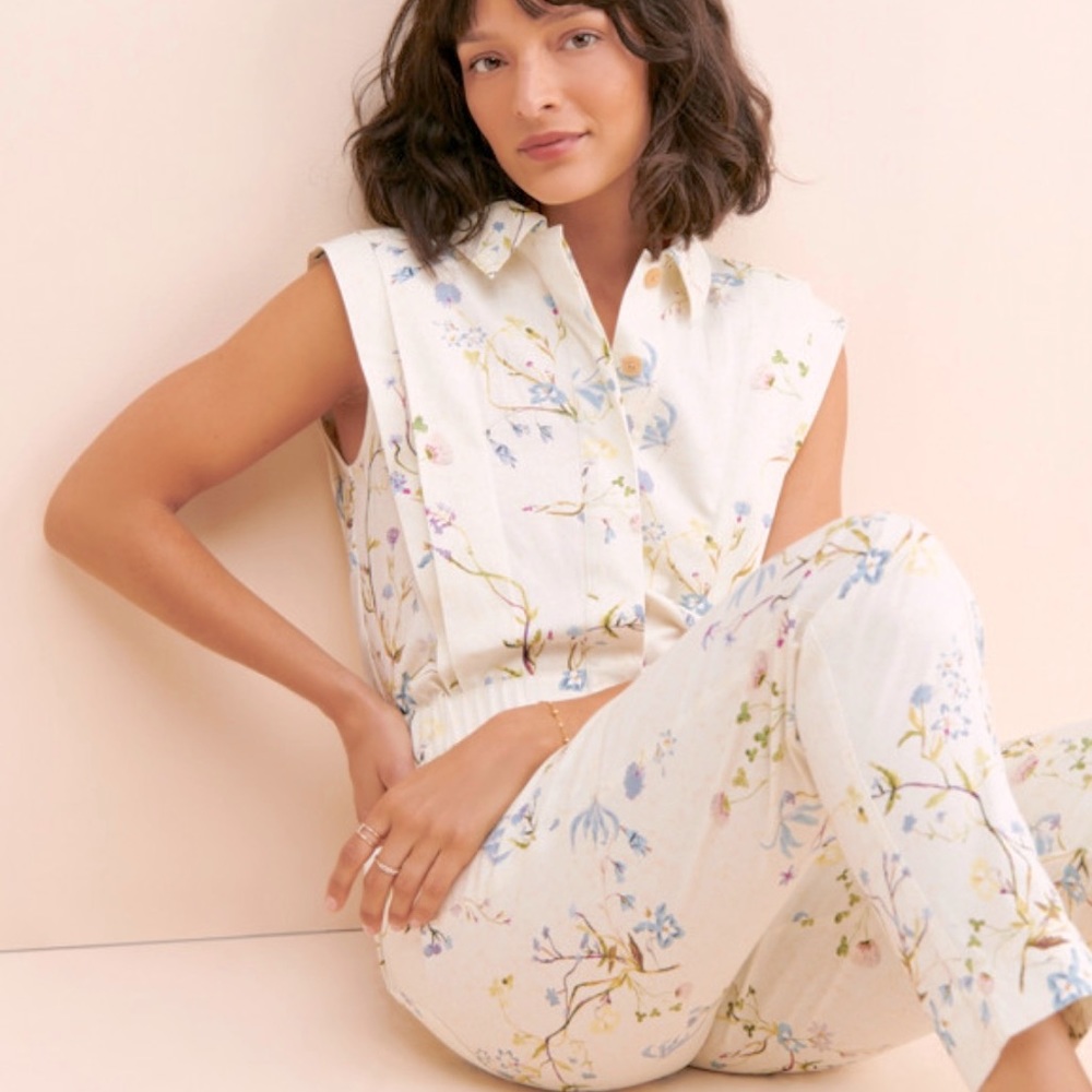 Anthro Floral Utility Jumpsuit
